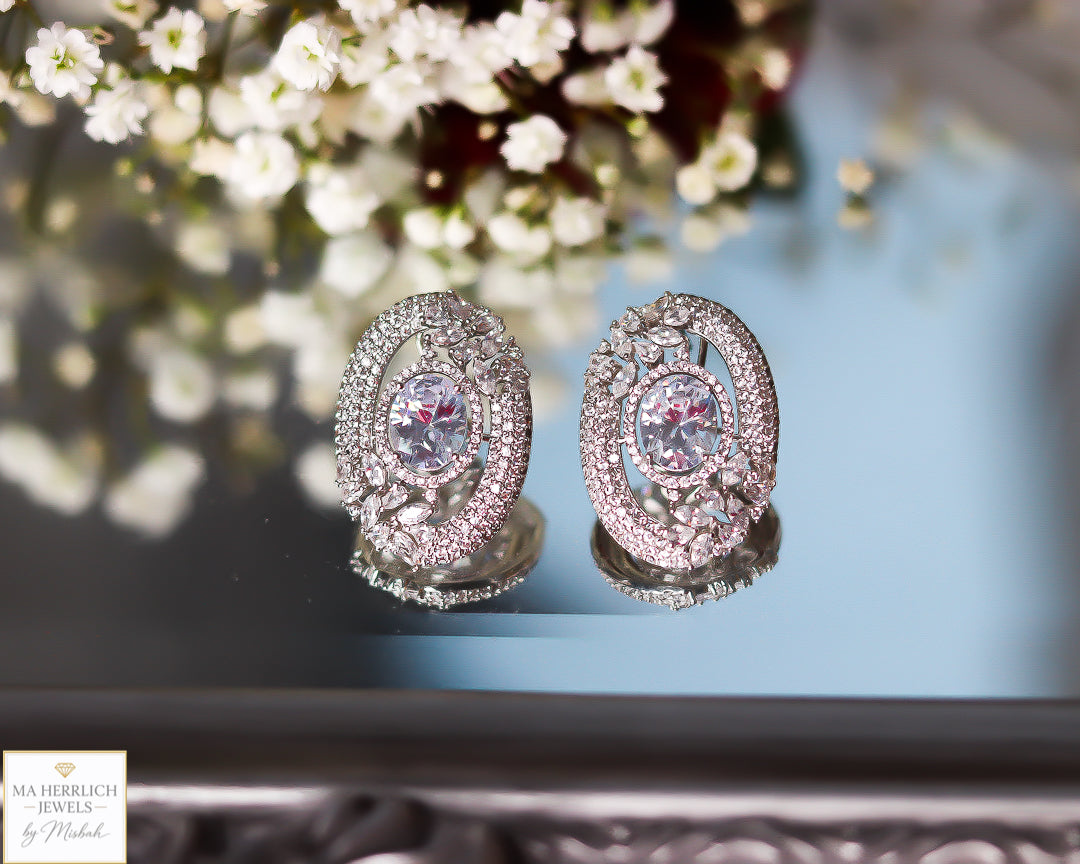 Oval Shaped Stone Earrings