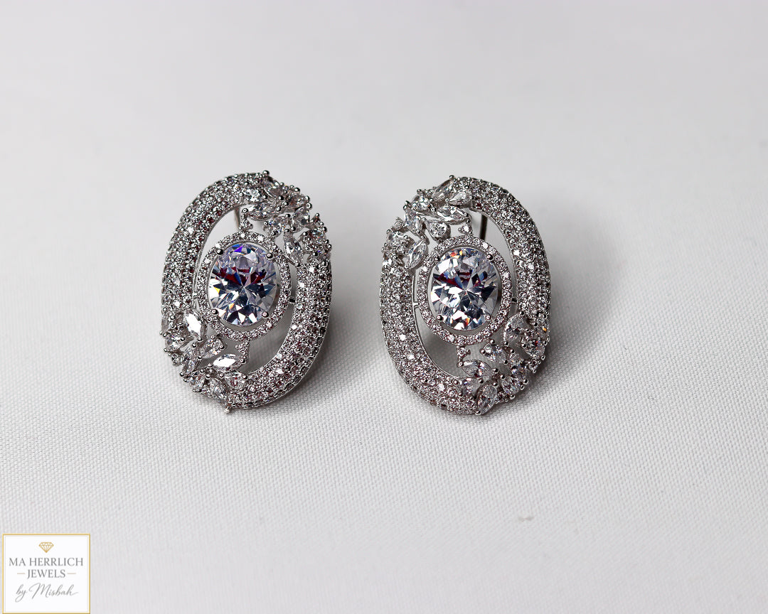 Oval Shaped Stone Earrings