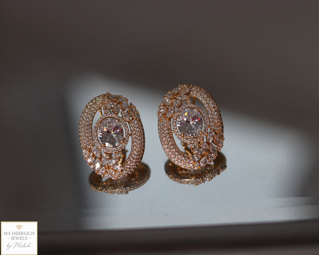 Oval Shaped Stone Earrings