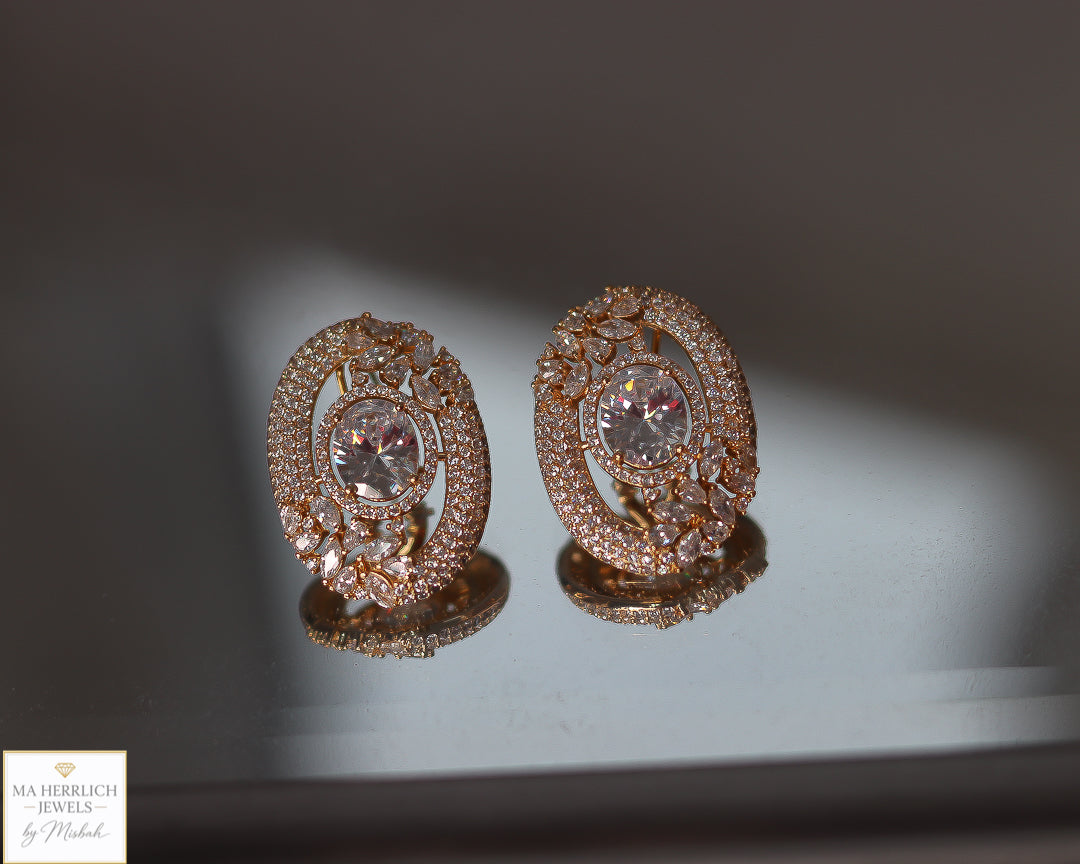 Oval Shaped Stone Earrings