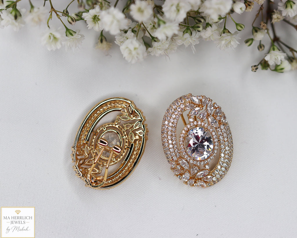 Oval Shaped Stone Earrings