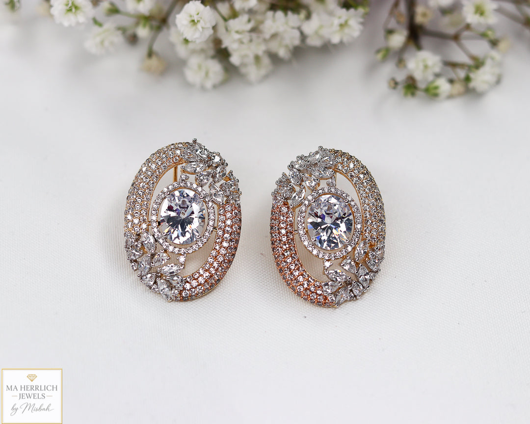 Oval Shaped Stone Earrings