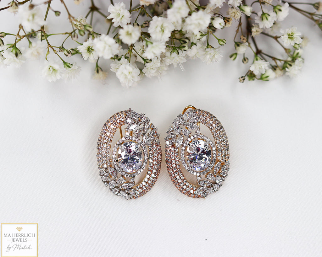 Oval Shaped Stone Earrings
