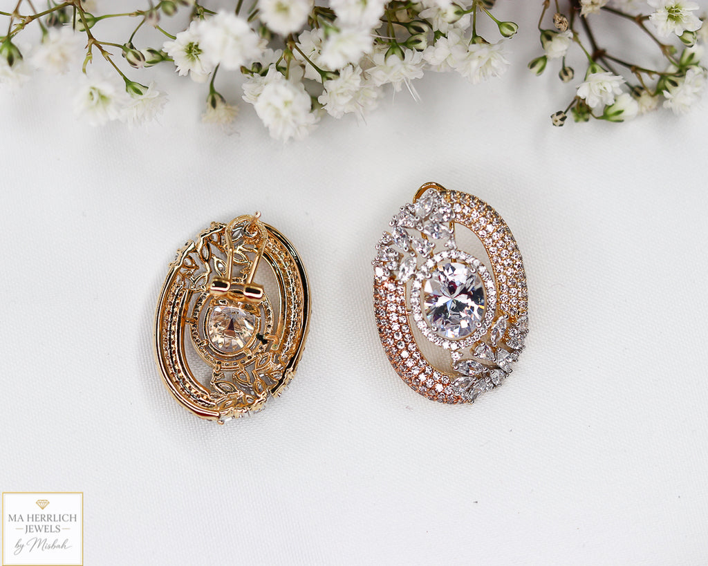 Oval Shaped Stone Earrings