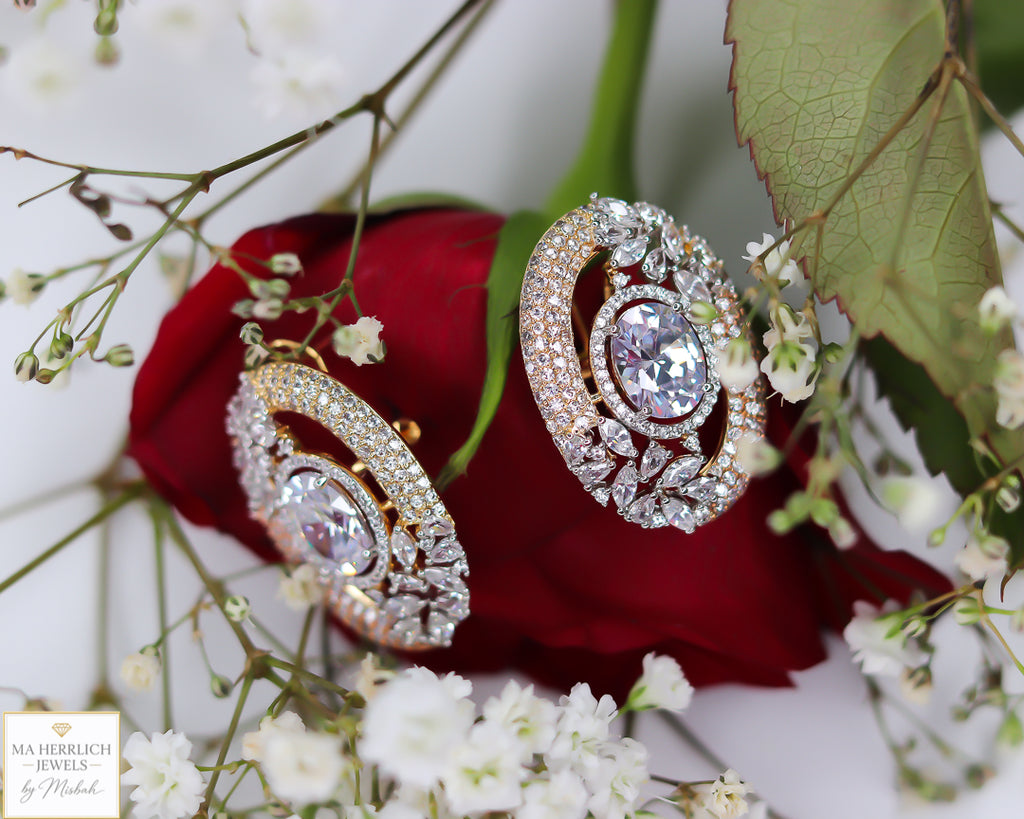 Oval Shaped Stone Earrings