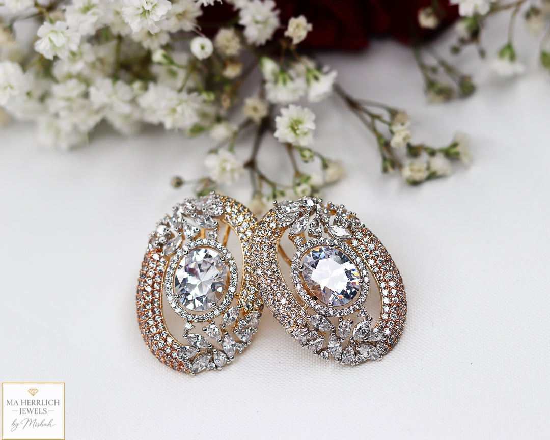 Oval Shaped Stone Earrings