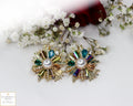 Rhinestone Crystal Flower Pearl Stud Earrings