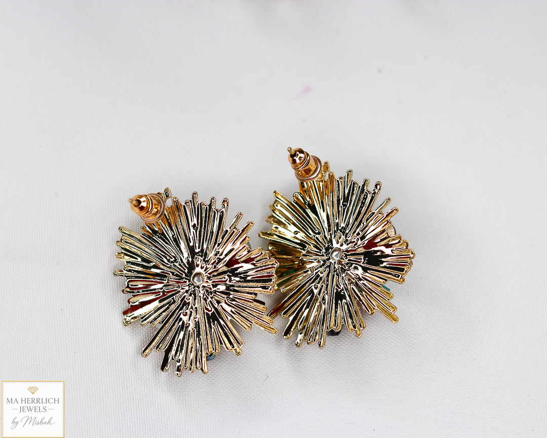 Rhinestone Crystal Flower Pearl Stud Earrings
