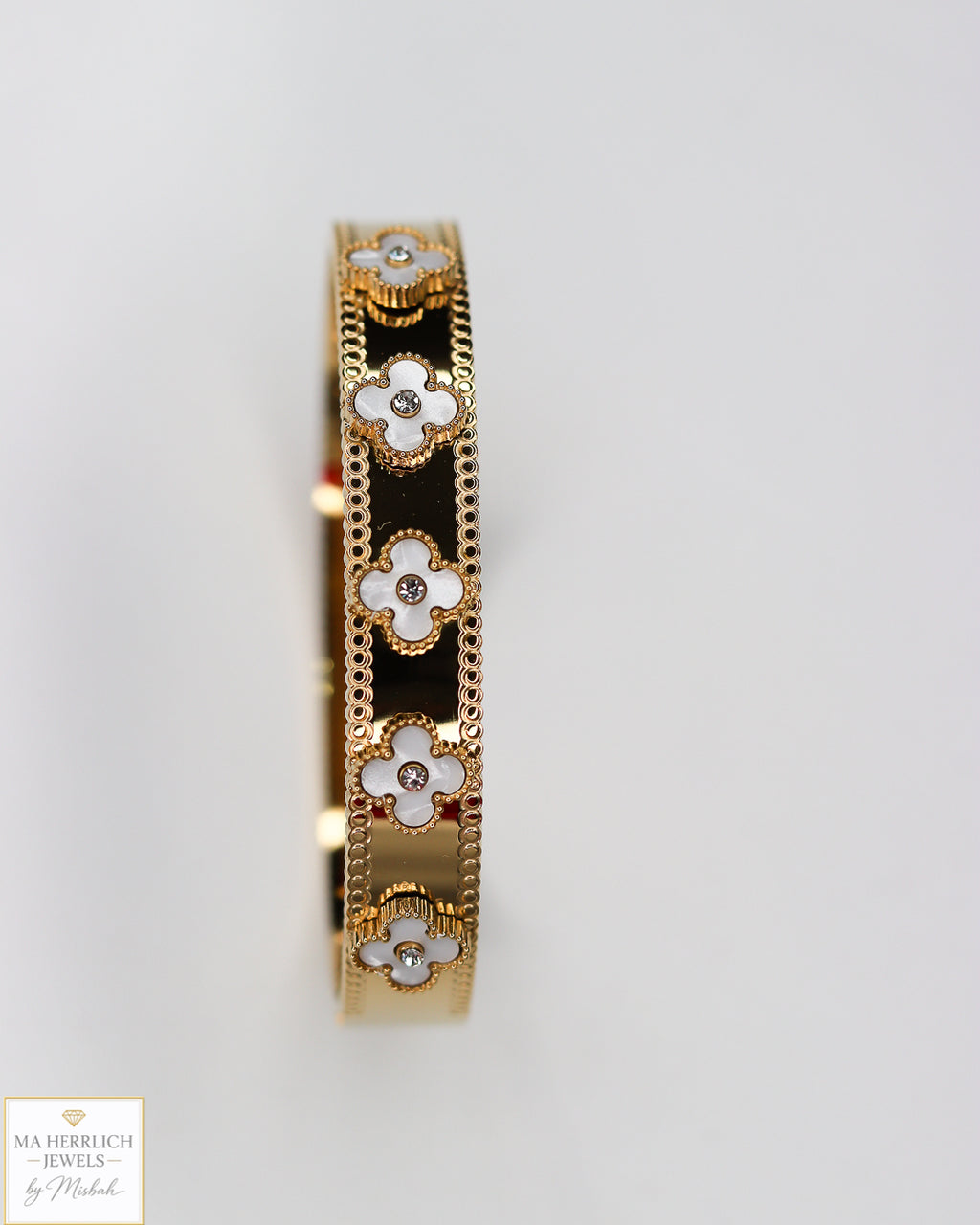 Clover Leaf 18K Gold Plated Finish Stainless Steel Bracelet