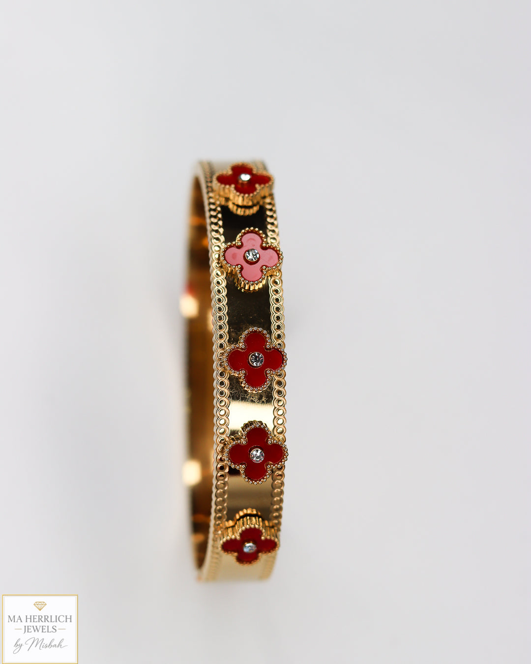Clover Leaf 18K Gold Plated Finish Stainless Steel Bracelet