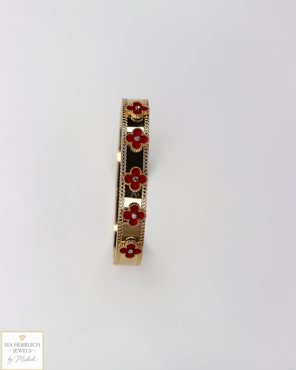 Clover Leaf 18K Gold Plated Finish Stainless Steel Bracelet
