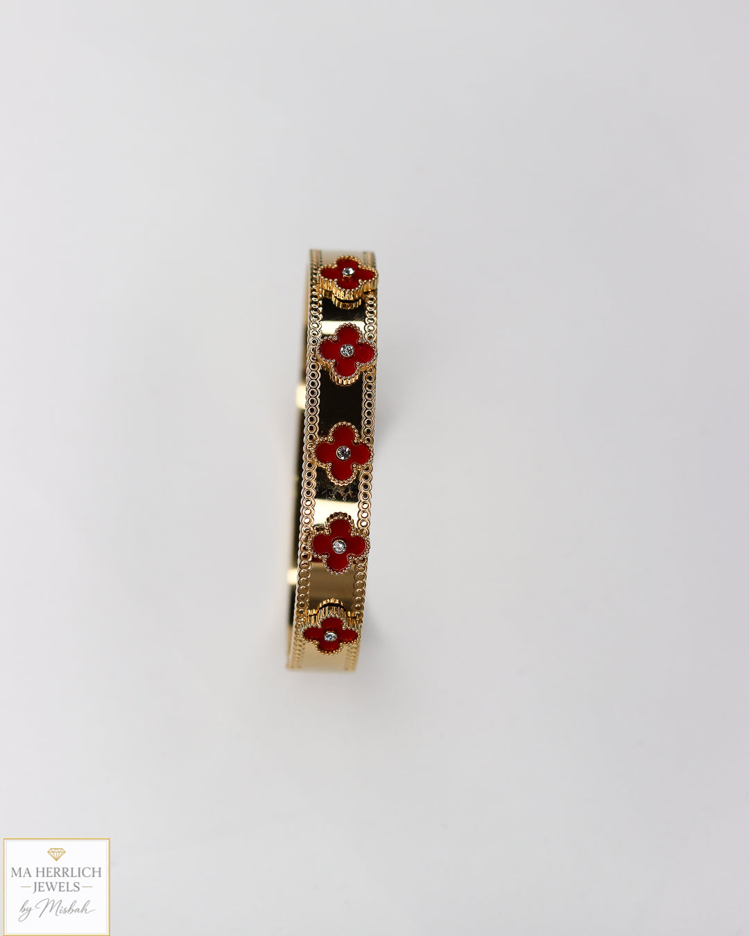 Clover Leaf 18K Gold Plated Finish Stainless Steel Bracelet