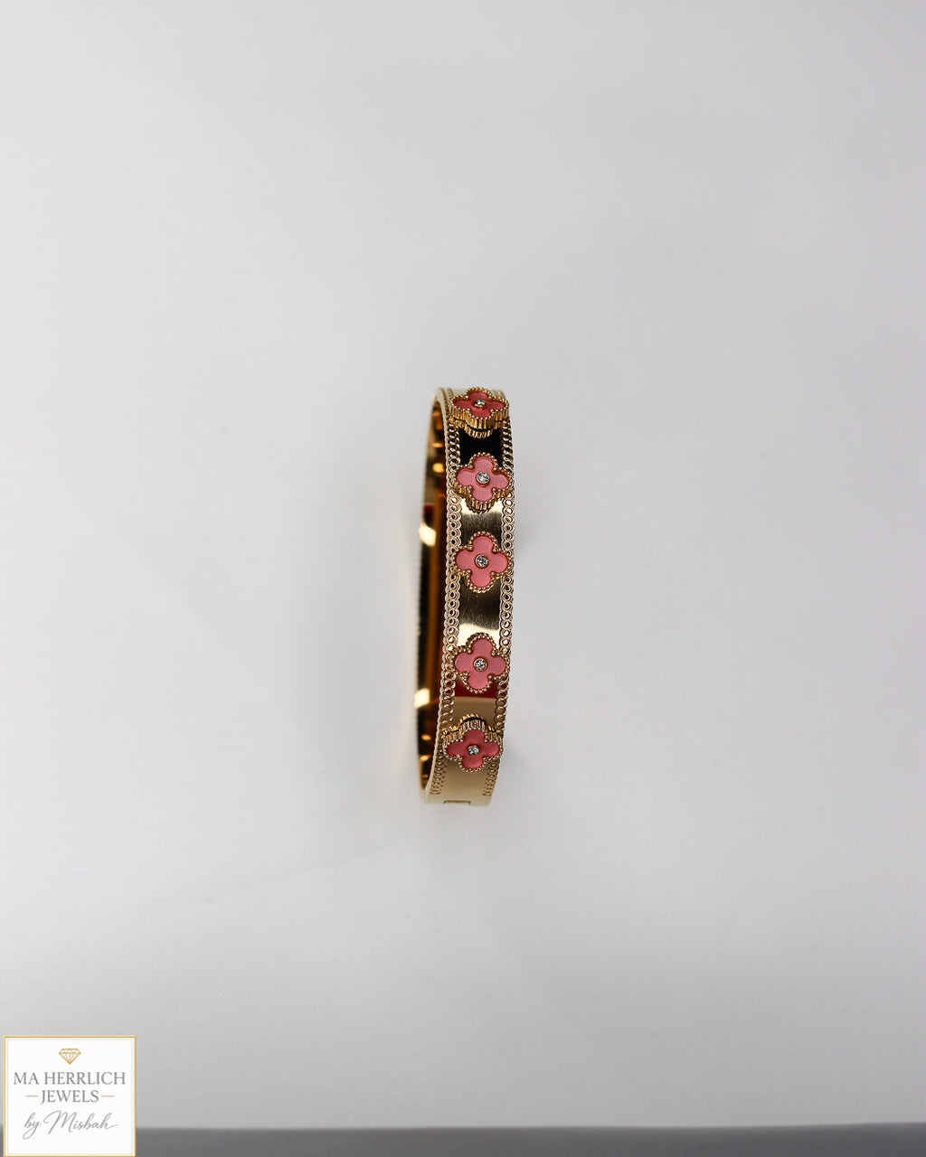 Clover Leaf 18K Gold Plated Finish Stainless Steel Bracelet
