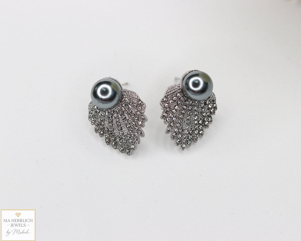 Crystal Diamond Retro Pearl Statement Earrings