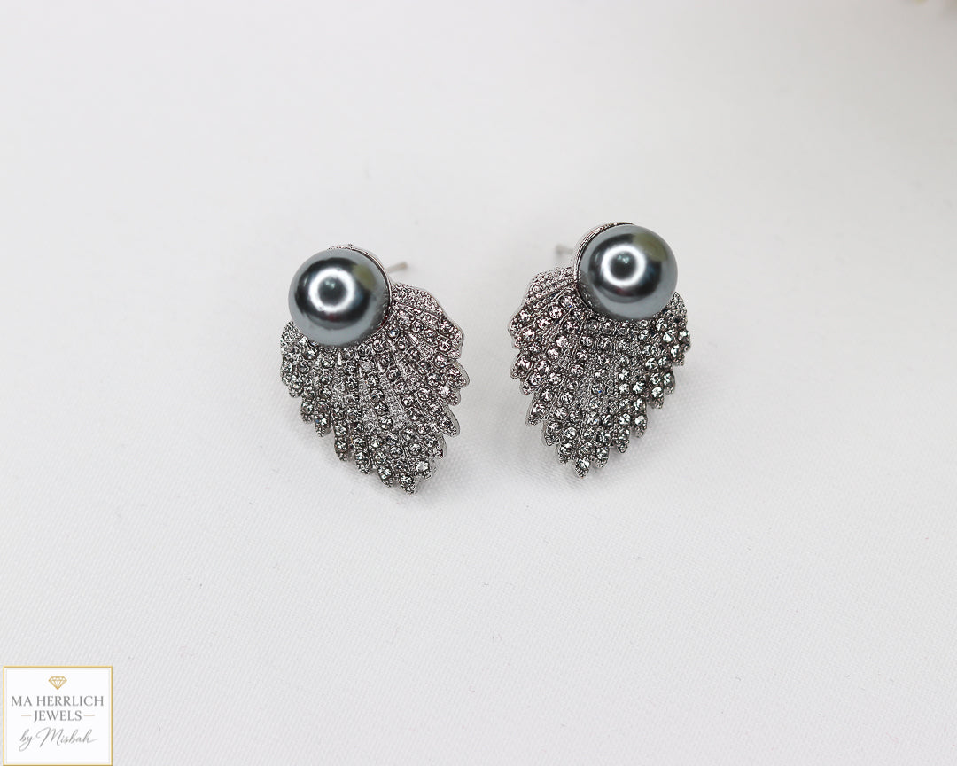 Crystal Diamond Retro Pearl Statement Earrings