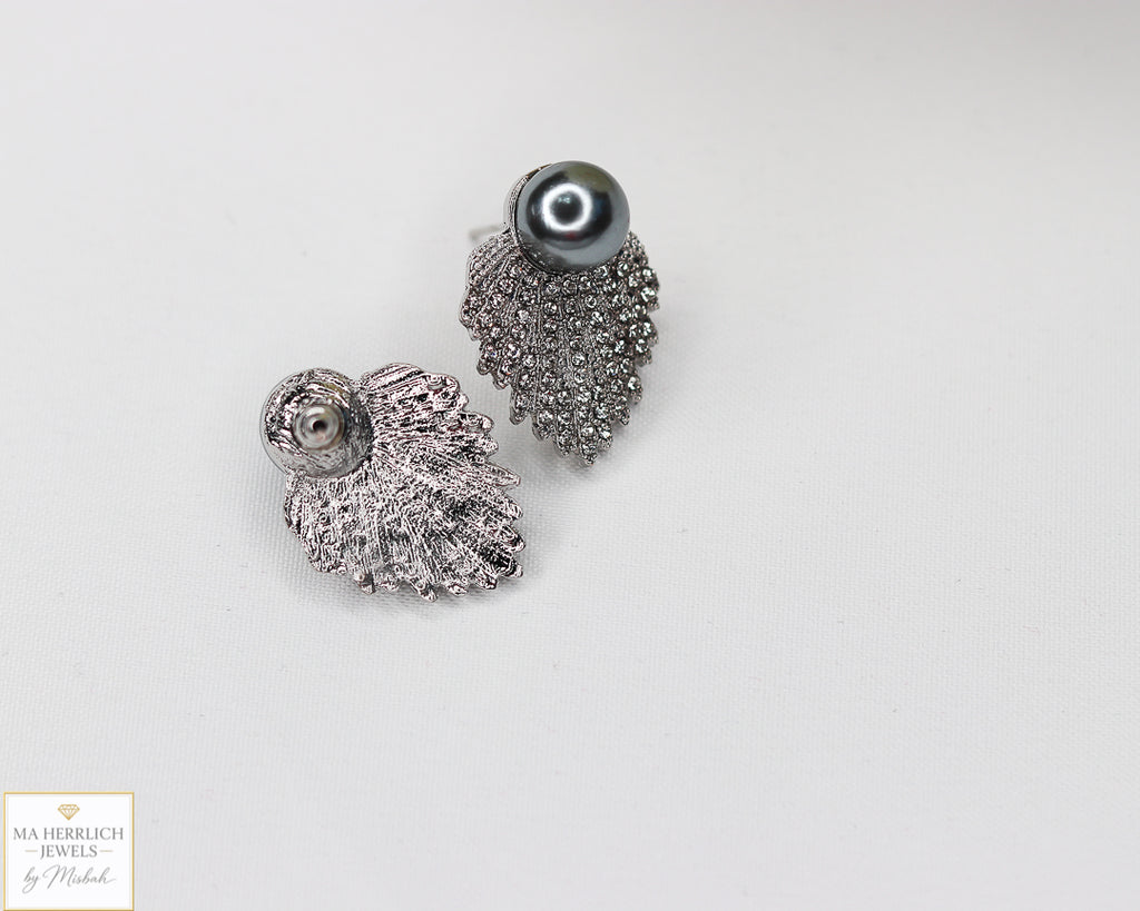 Crystal Diamond Retro Pearl Statement Earrings