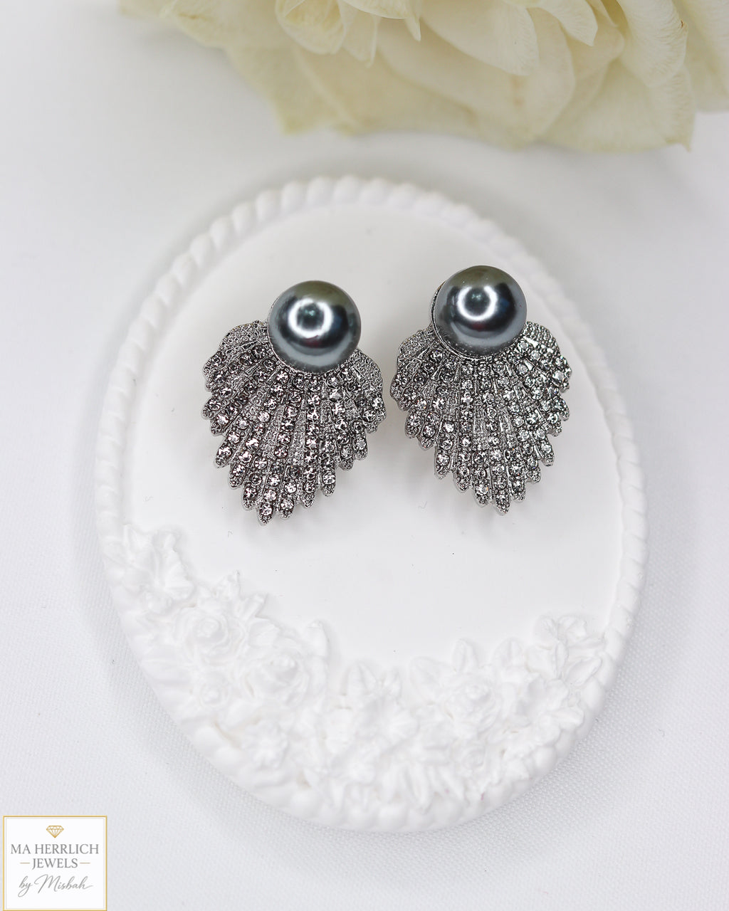 Crystal Diamond Retro Pearl Statement Earrings