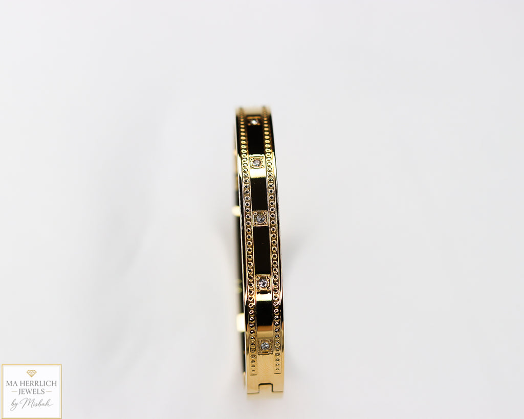Elegant Gold Stainless Steel Bracelet with Stones