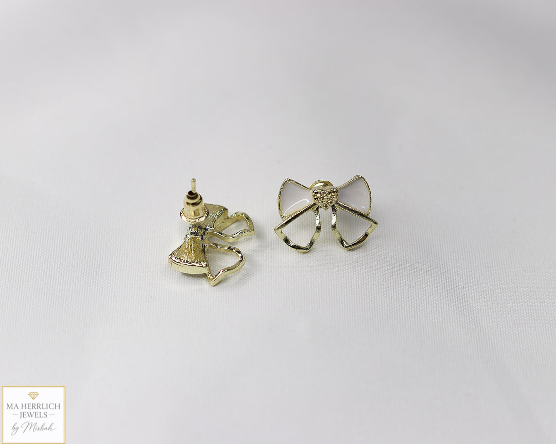 Elegant Small Black Bow Knot Stud Earrings