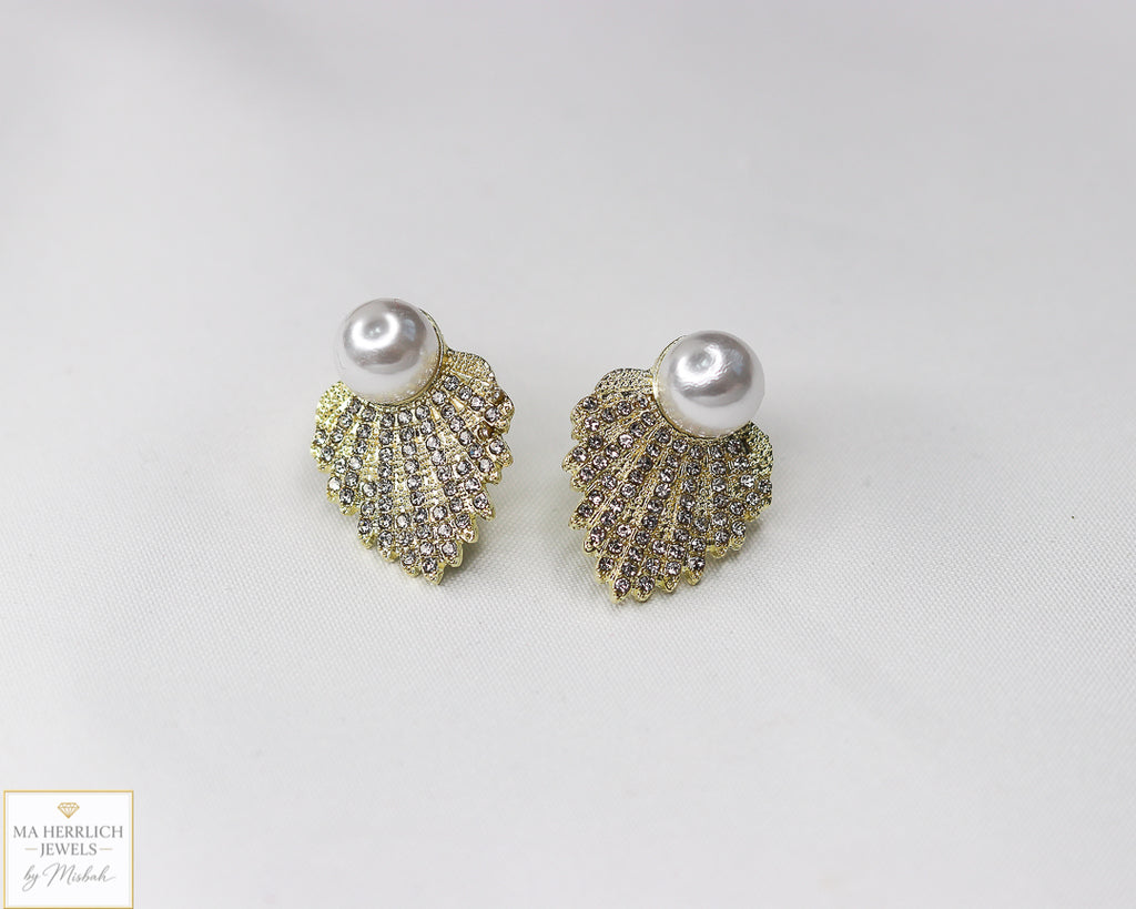 Crystal Diamond Retro Pearl Statement Earrings