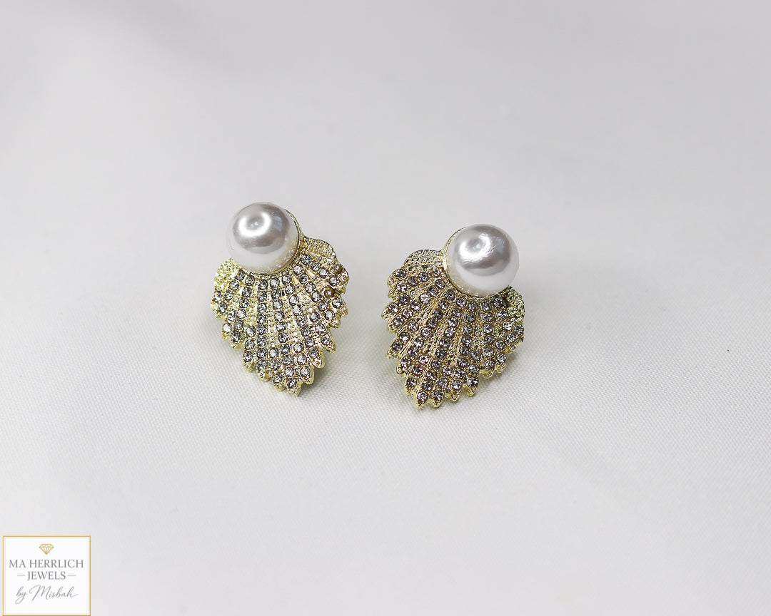 Crystal Diamond Retro Pearl Statement Earrings