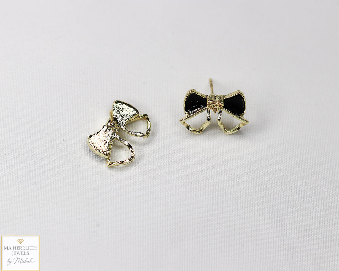 Elegant Small Black Bow Knot Stud Earrings