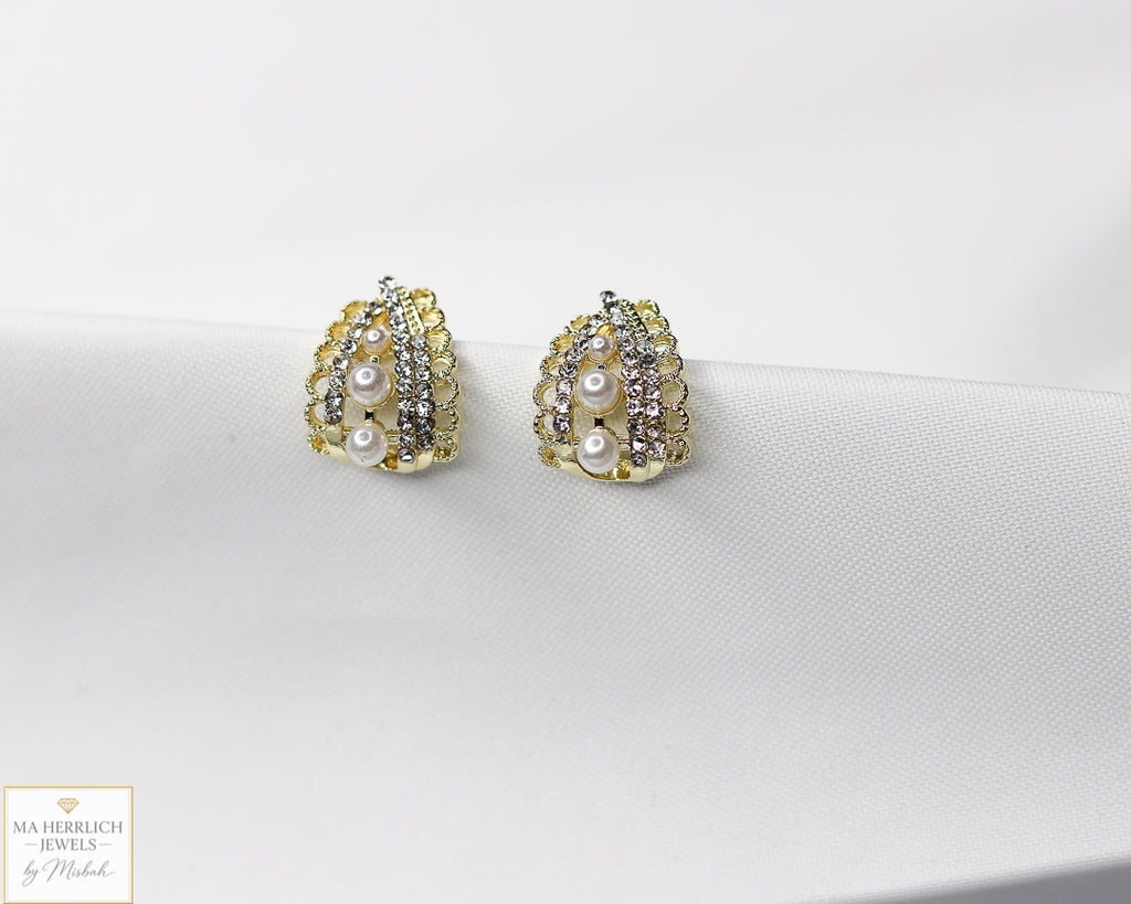 Cat’s Eye Stones & Pearl Earrings