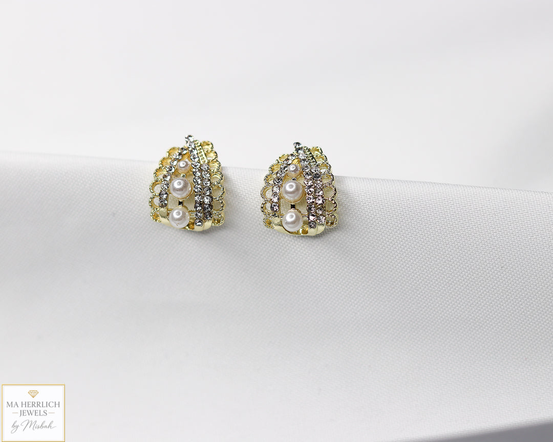 Cat’s Eye Stones & Pearl Earrings