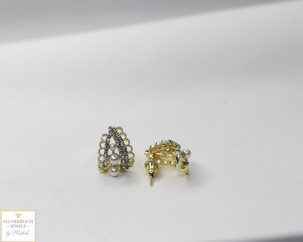 Cat’s Eye Stones & Pearl Earrings