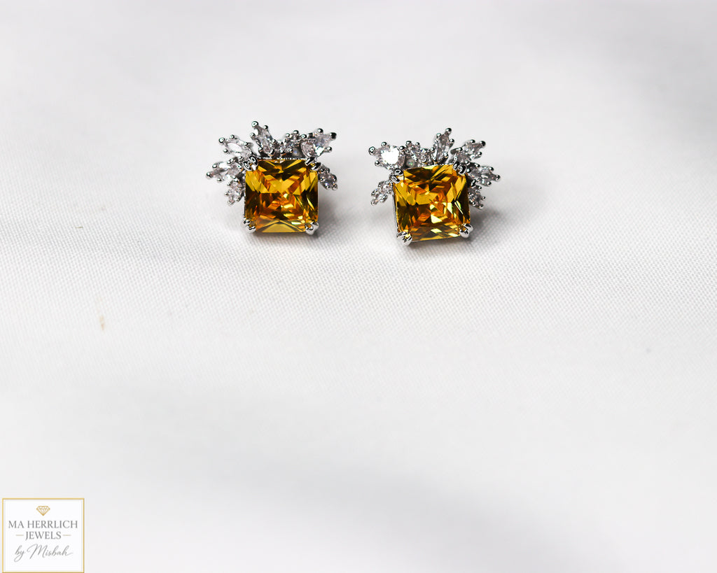 Yellow Cubic Zirconia Earrings