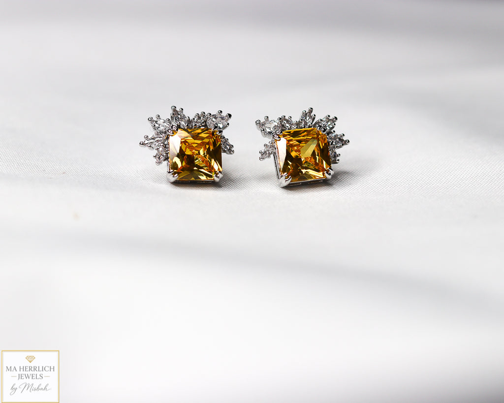 Yellow Cubic Zirconia Earrings