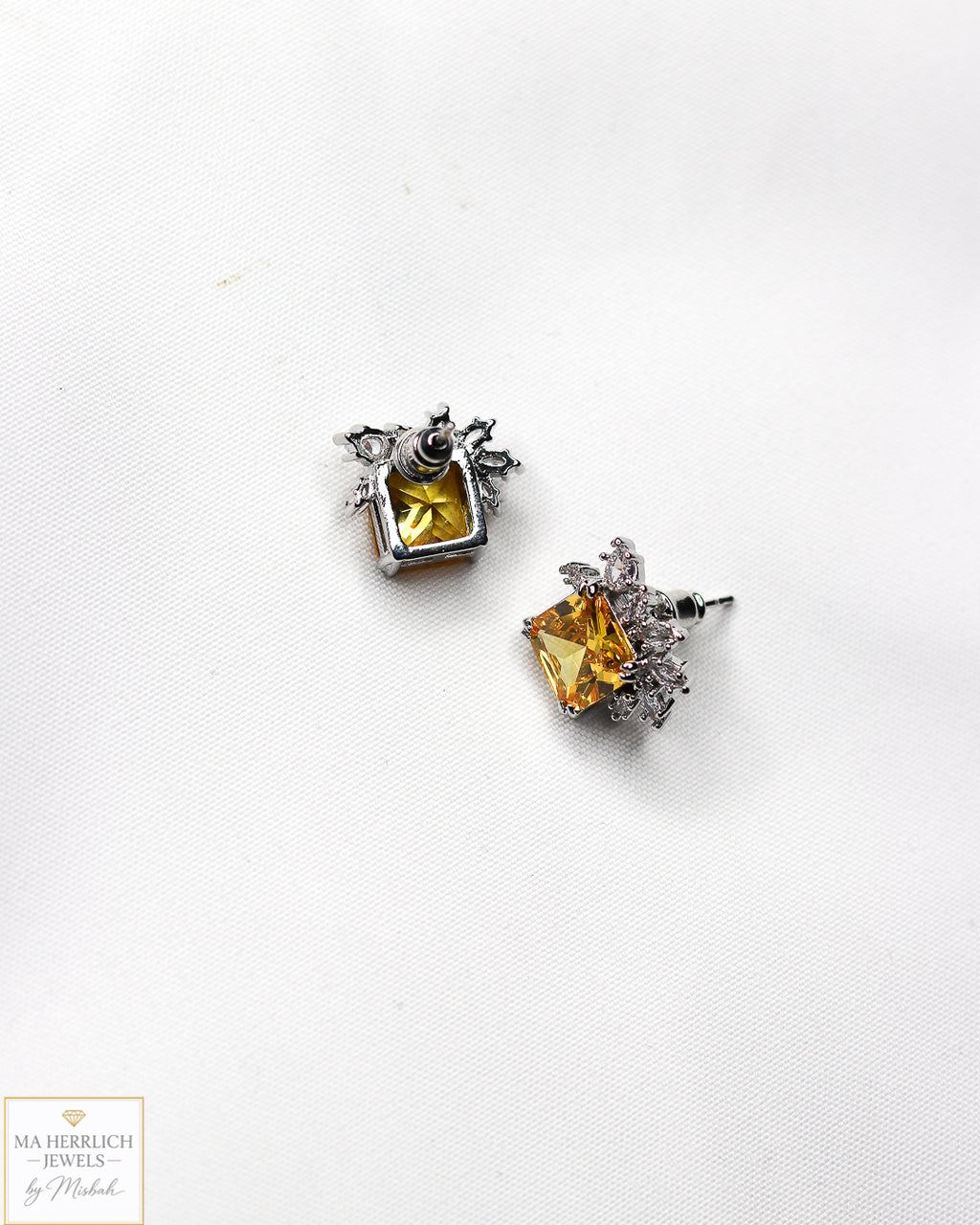 Yellow Cubic Zirconia Earrings