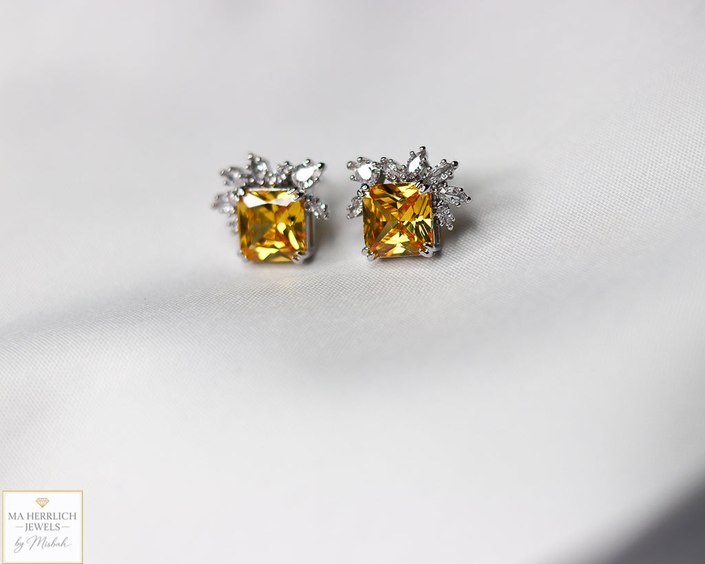 Yellow Cubic Zirconia Earrings