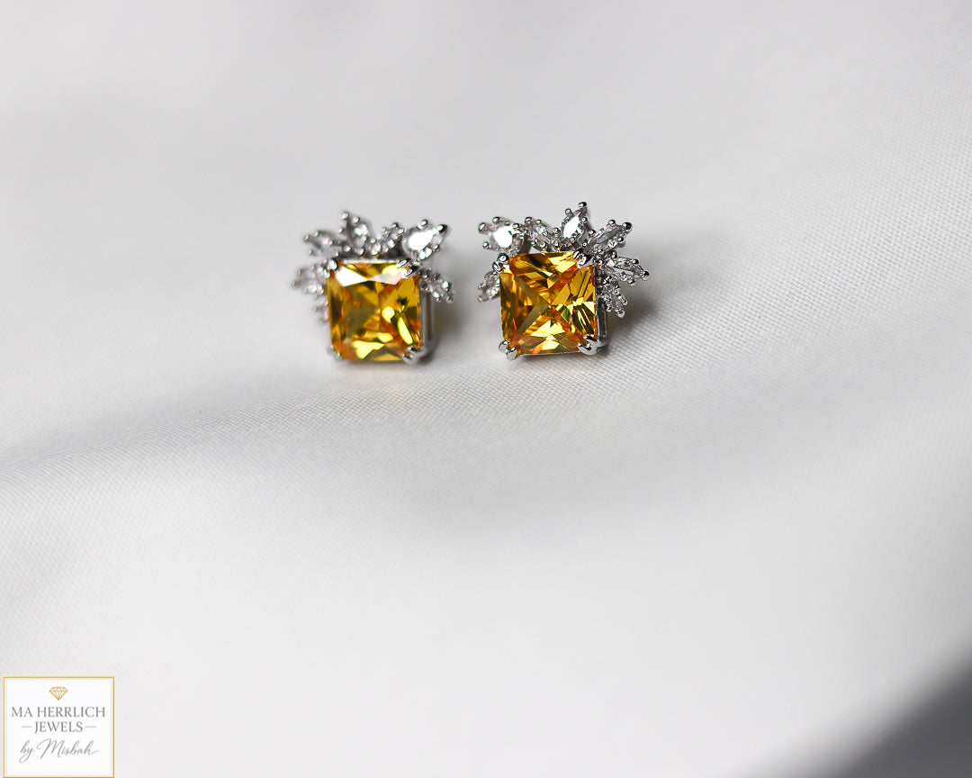 Yellow Cubic Zirconia Earrings
