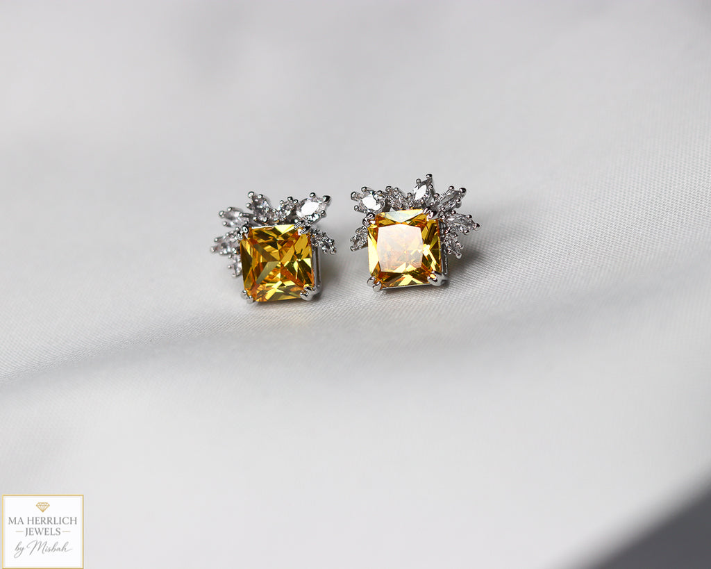 Yellow Cubic Zirconia Earrings