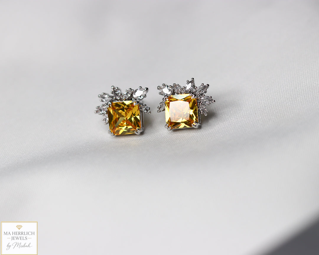 Yellow Cubic Zirconia Earrings