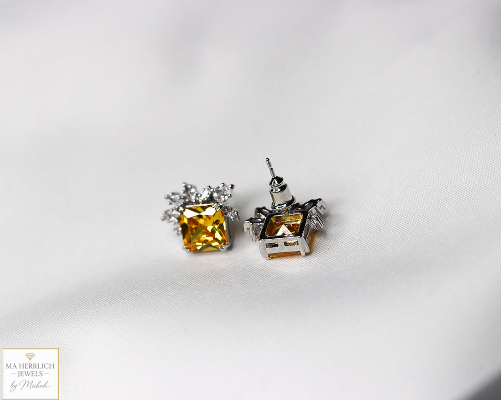 Yellow Cubic Zirconia Earrings