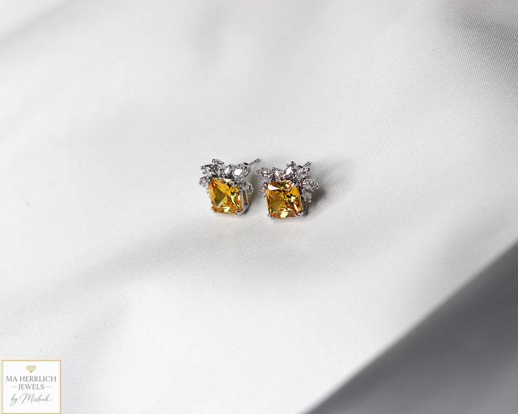 Yellow Cubic Zirconia Earrings