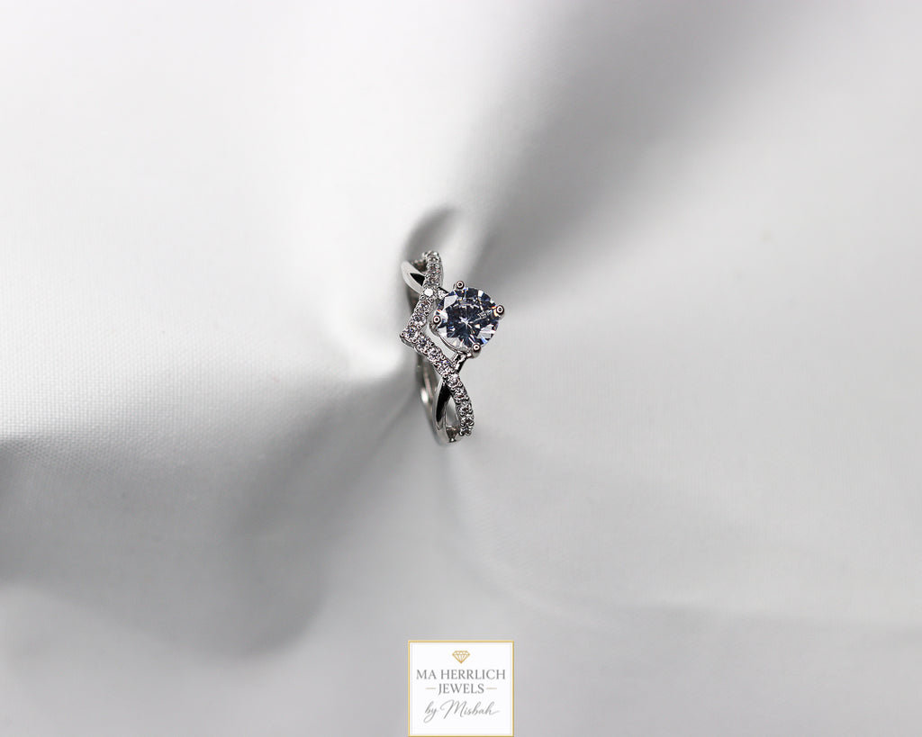 Adjustable Open Ring Cubic Zircon Silver
