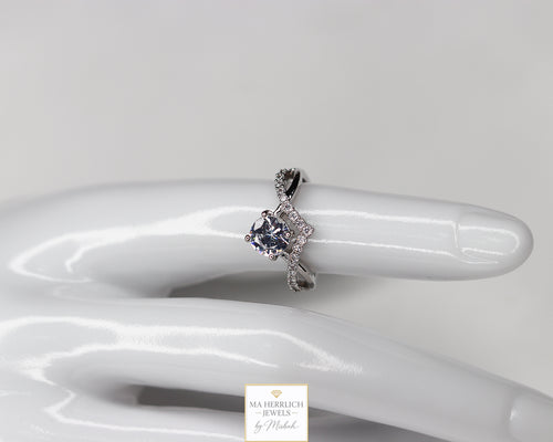 Adjustable Open Ring Cubic Zircon Silver