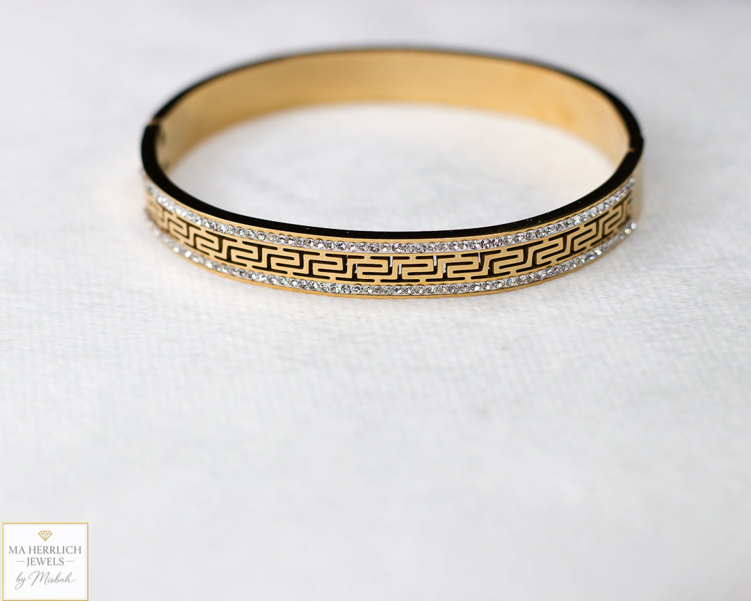 Stainless Steel Gold Bracelet with Stones
