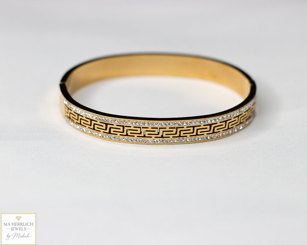 Stainless Steel Gold Bracelet with Stones