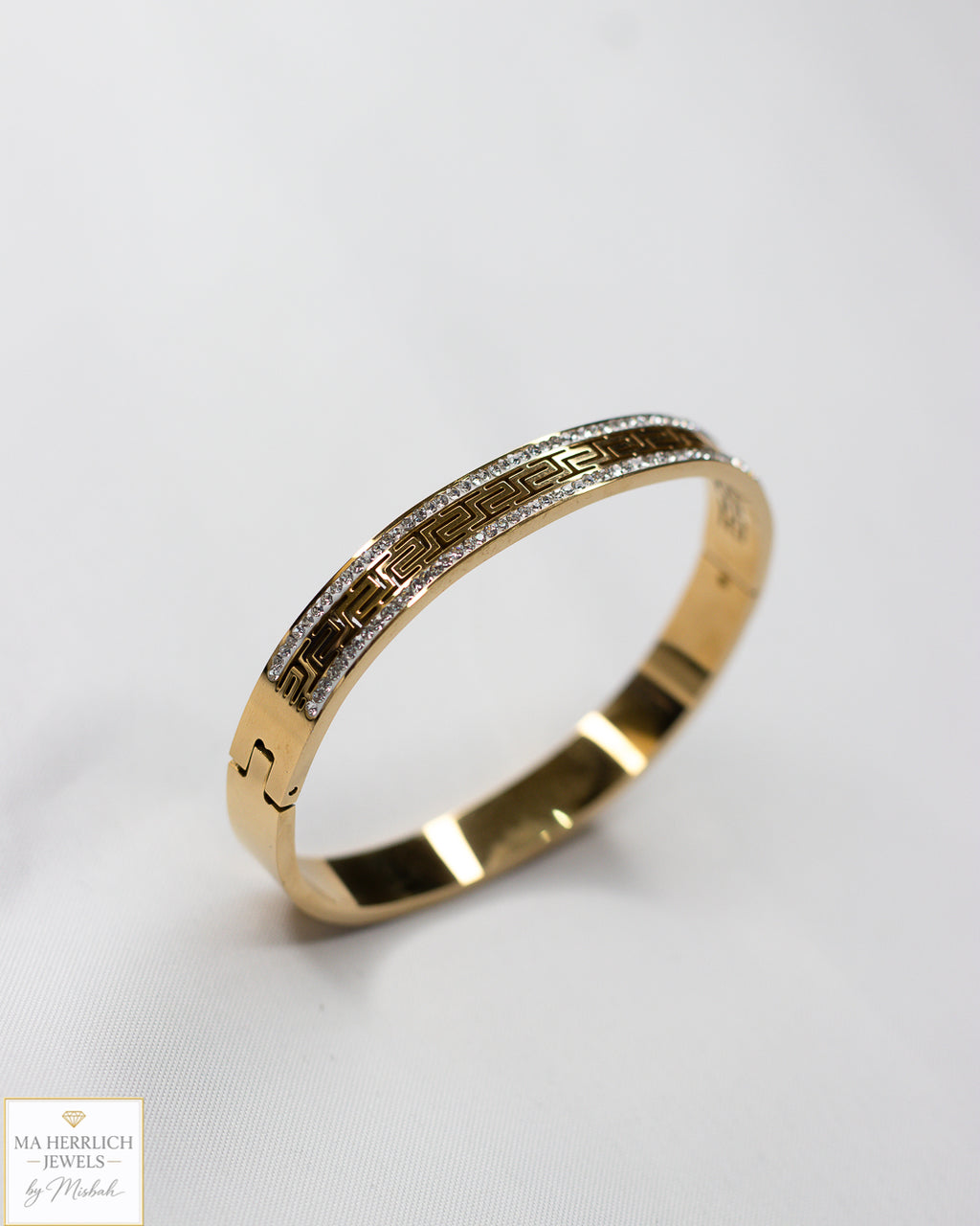 Stainless Steel Gold Bracelet with Stones