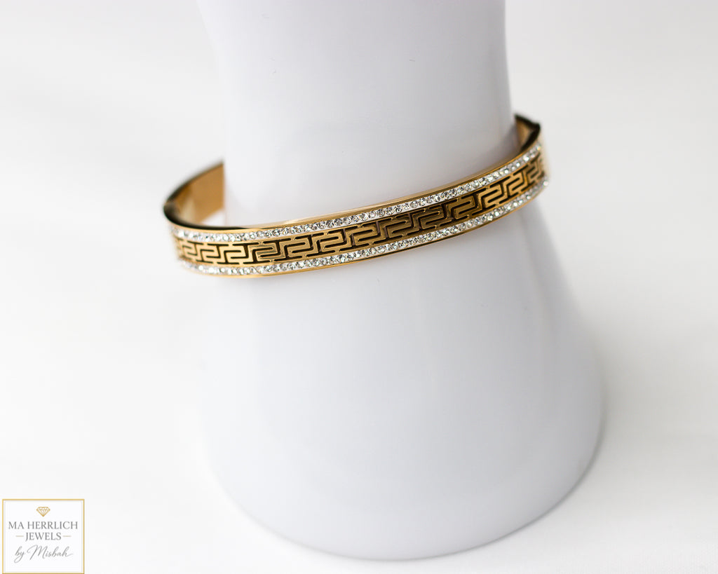 Stainless Steel Gold Bracelet with Stones