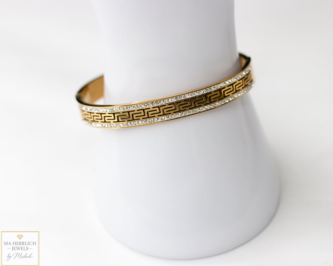 Stainless Steel Gold Bracelet with Stones