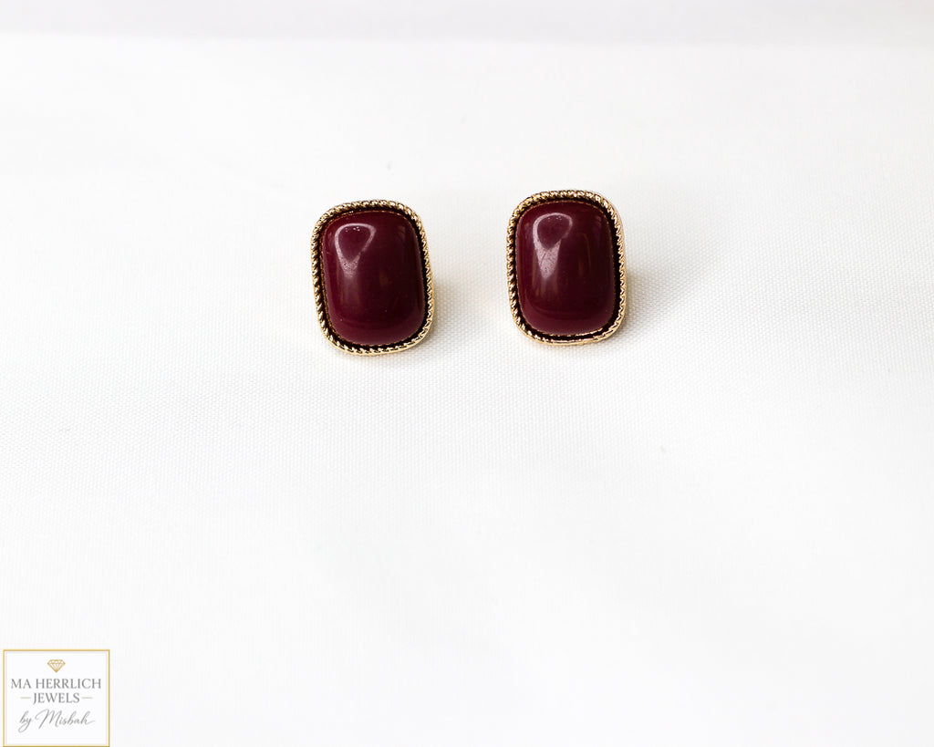 Elegant Small Maroon Earrings