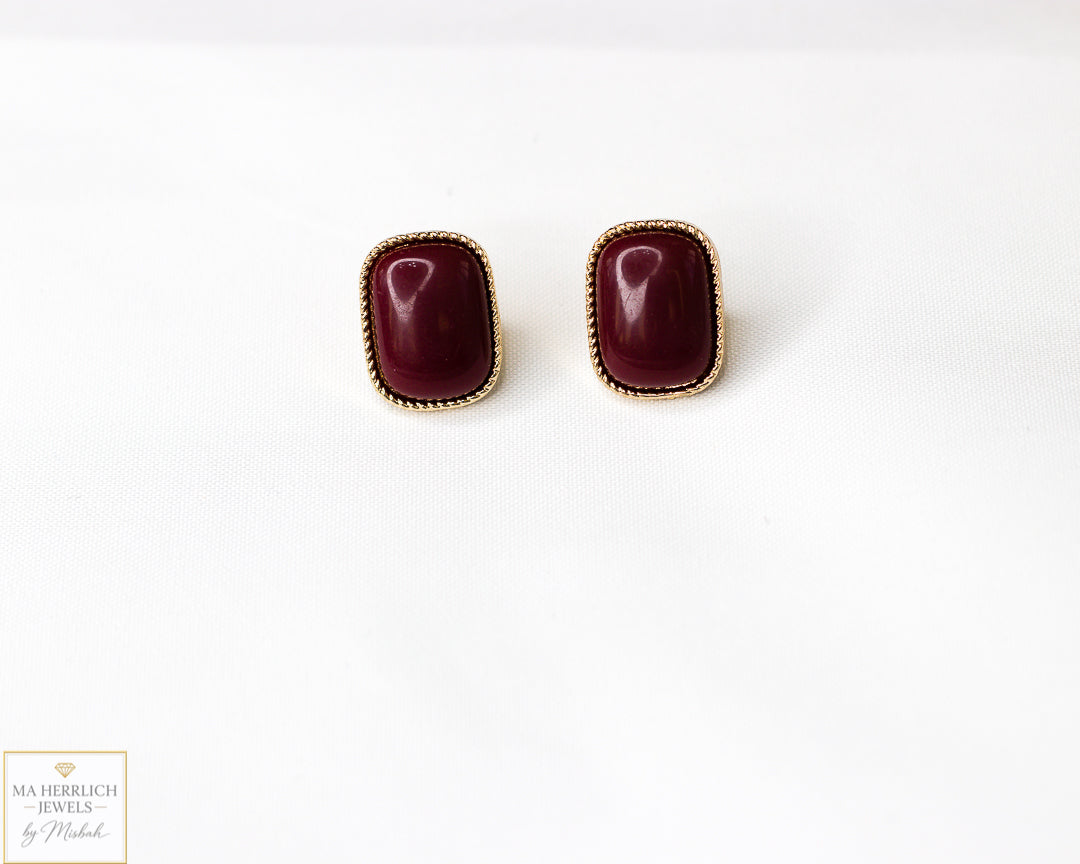 Elegant Small Maroon Earrings