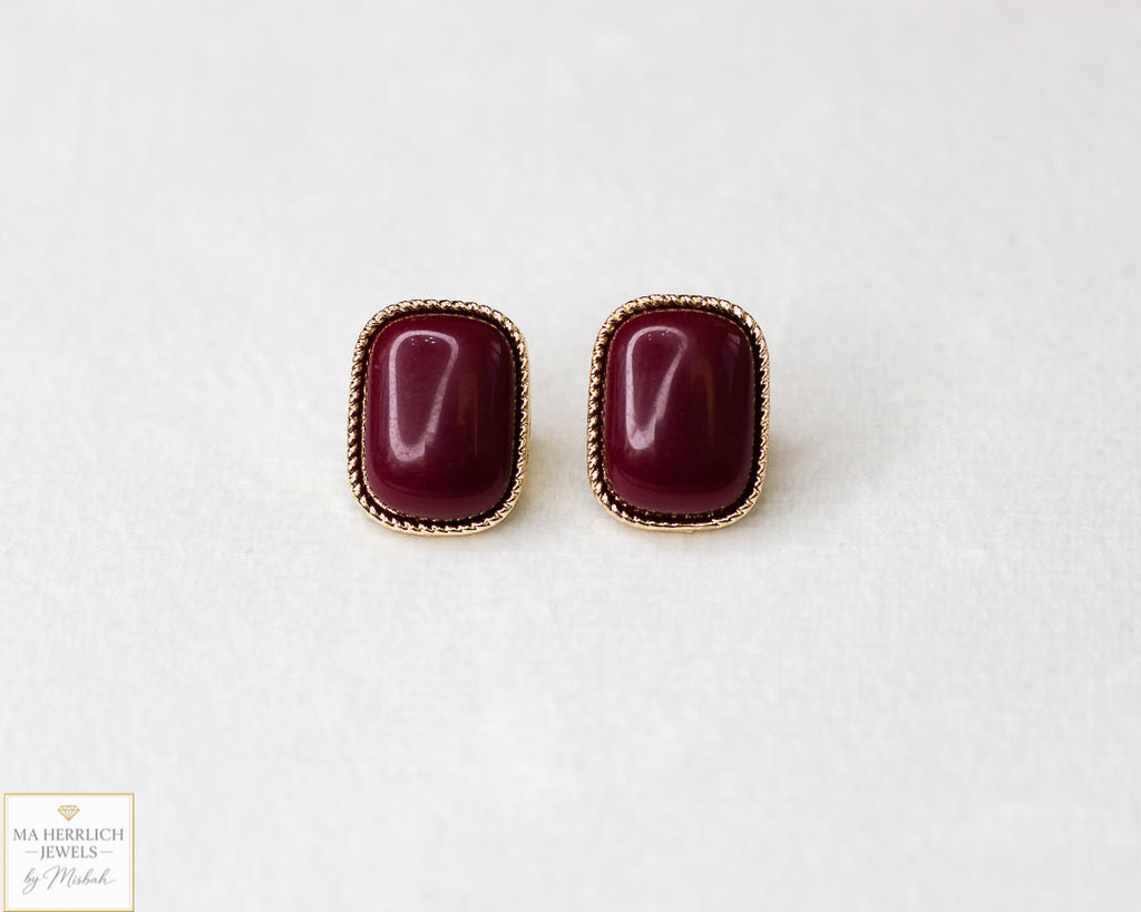 Elegant Small Maroon Earrings