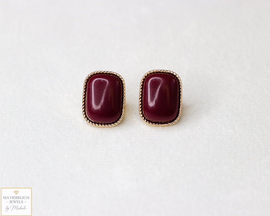Elegant Small Maroon Earrings