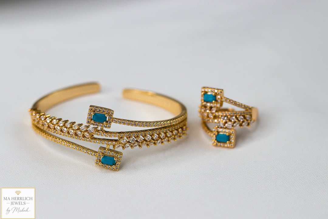 Royal Turquoise Elegance Bracelet & Ring Set